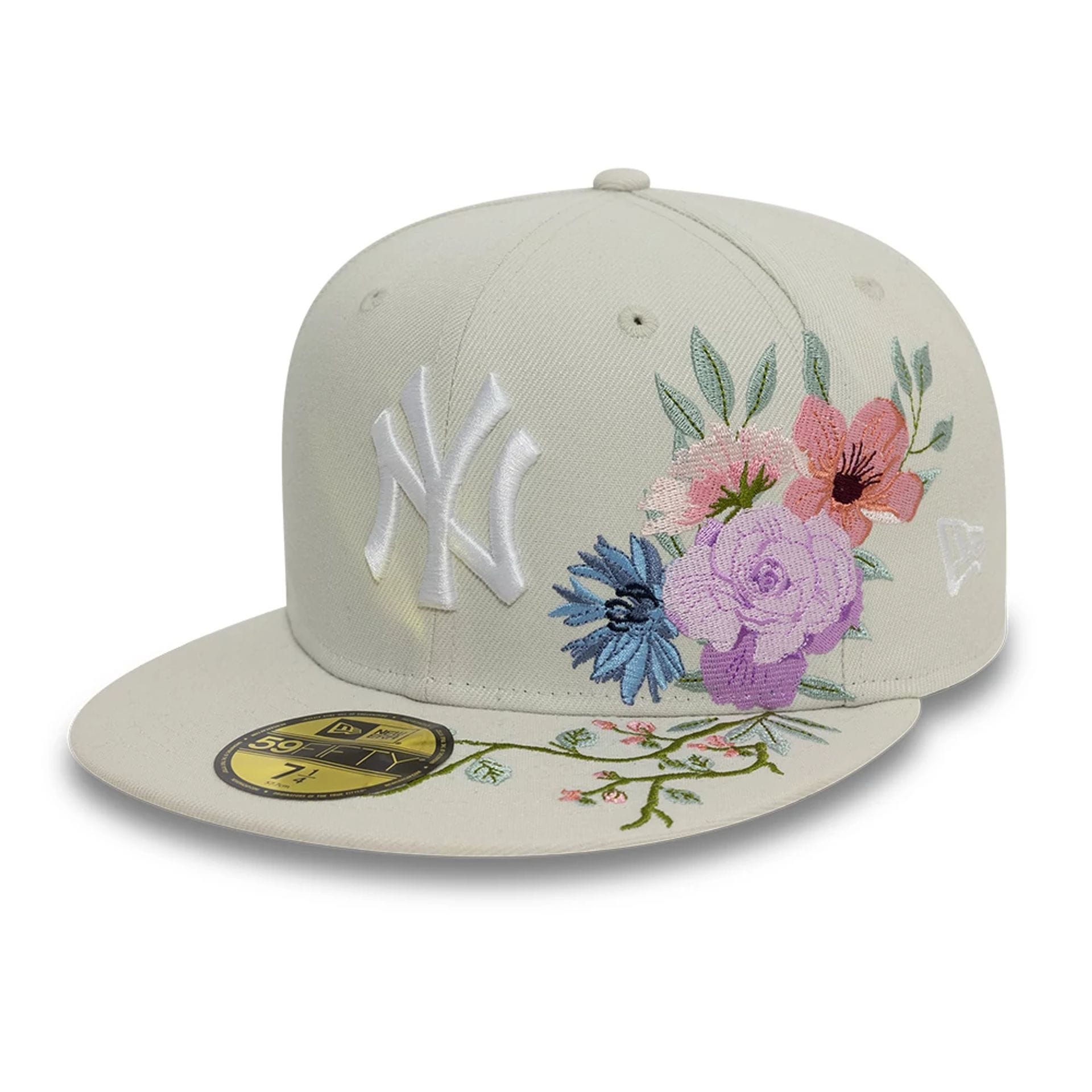 New York Yankees MLB Floral Light Beige 59FIFTY Fitted Cap