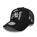 New York Yankees MLB Script Black 9FORTY A-Frame Trucker Adjustable Cap