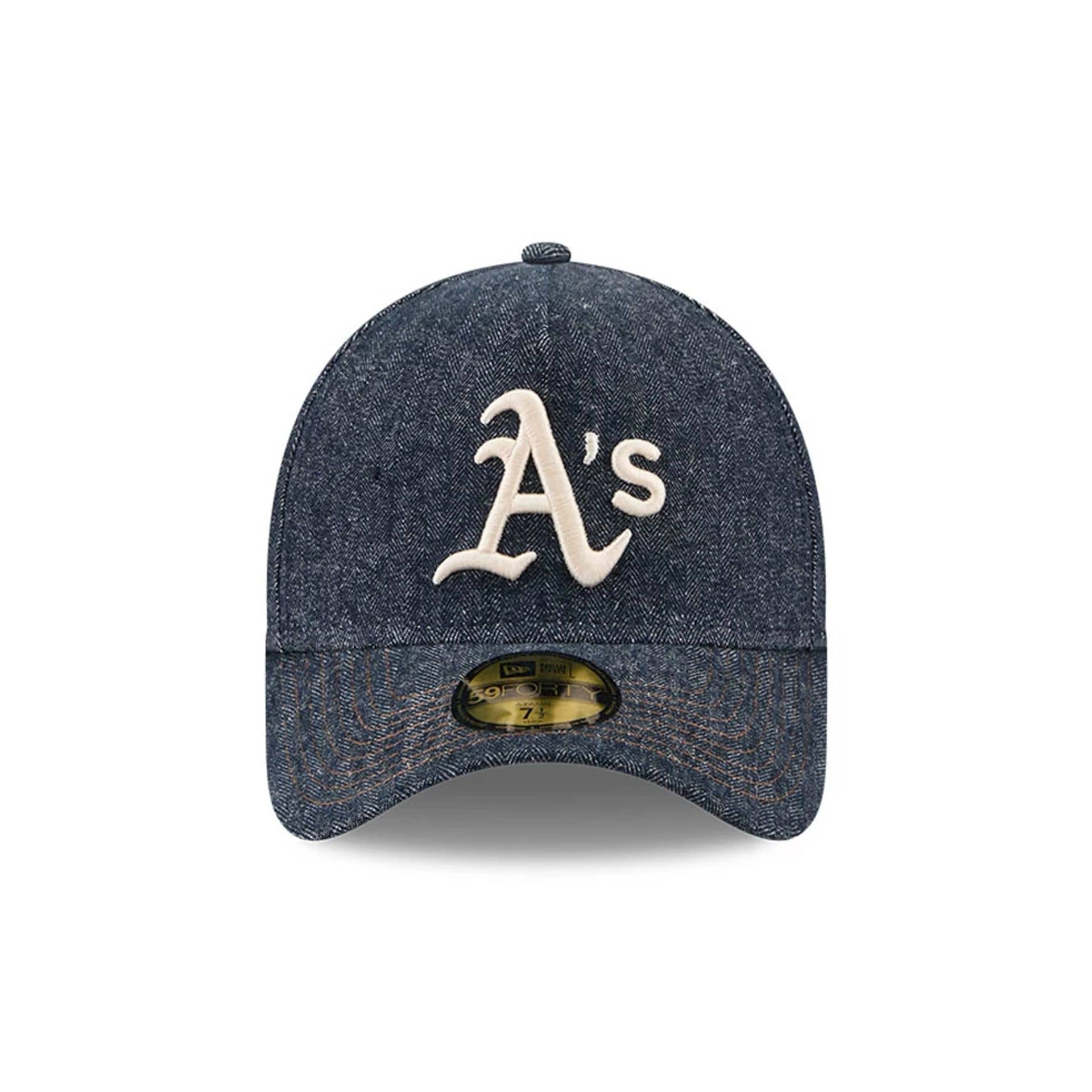 Athletics MLB Herringbone Denim Navy 59FORTY A-Frame Fitted Cap