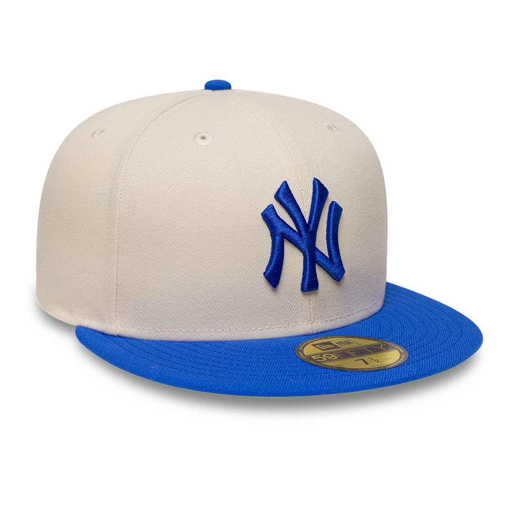 New York Yankees MLB League Essential Cream & Blue 59FIFTY Fitted Cap