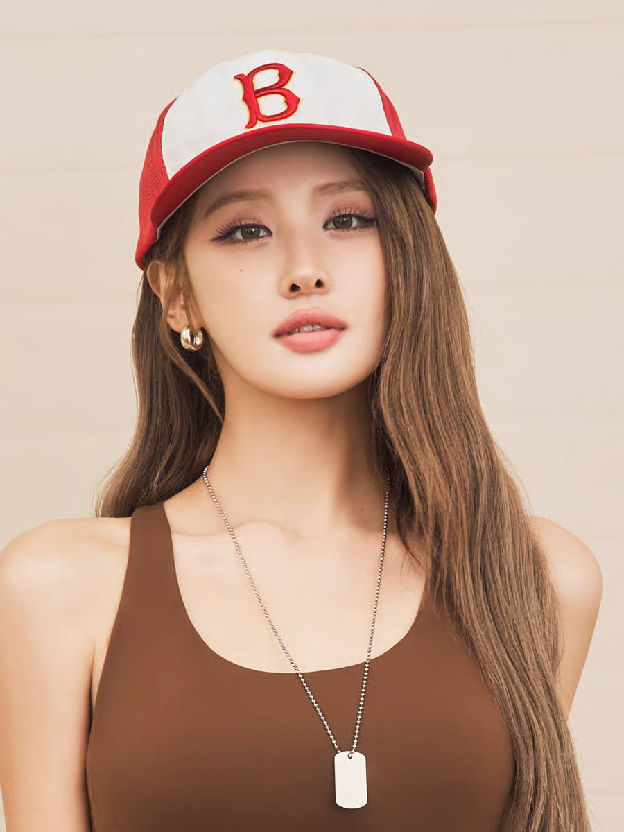 MLB Sportive Color Block Mesh Cap Boston Red Sox (KISS OF LIFE Wear)